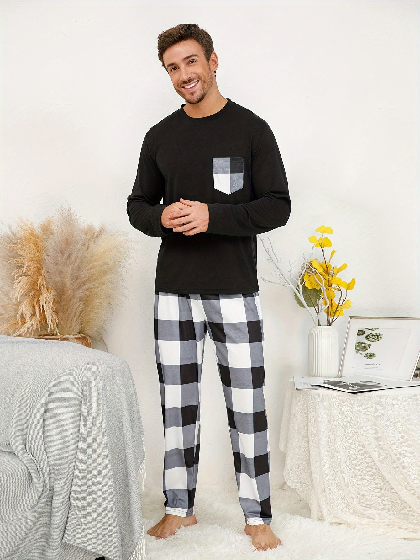 conjunto pijama manga larga poliester