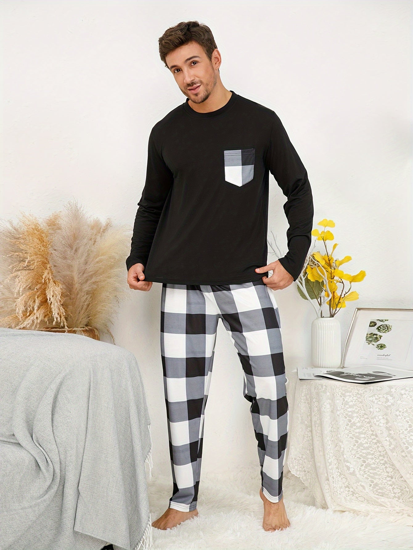 conjunto pijama manga larga poliester