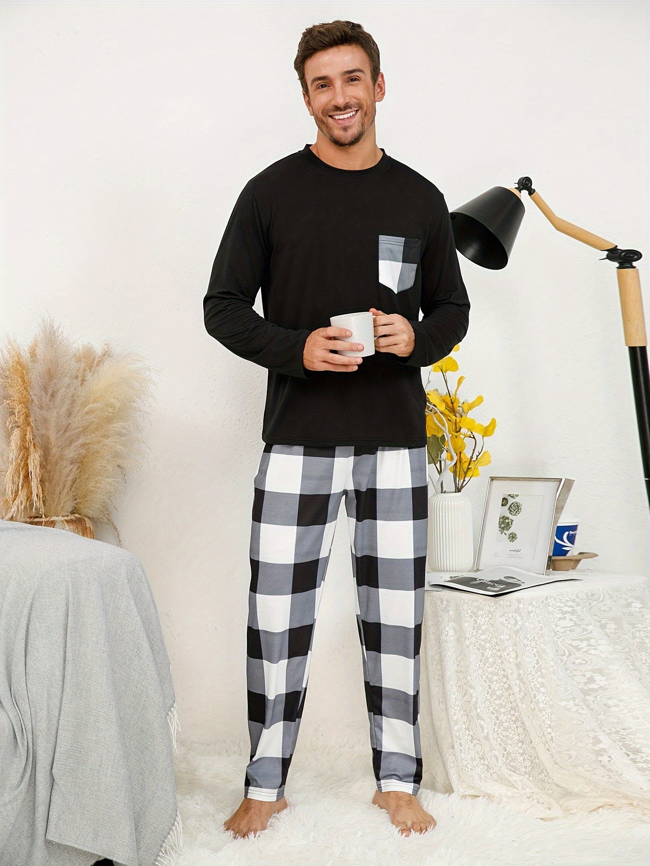 conjunto pijama manga larga poliester