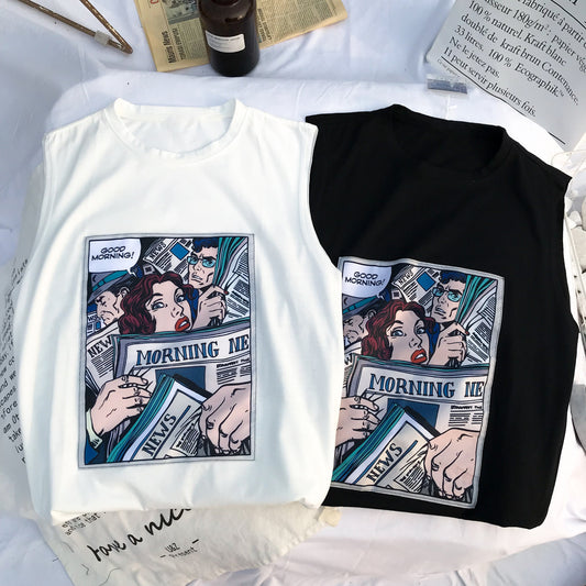 Camiseta Sin Mangas GOOD MORNING – Diseño Gráfico con Estilo Cómico