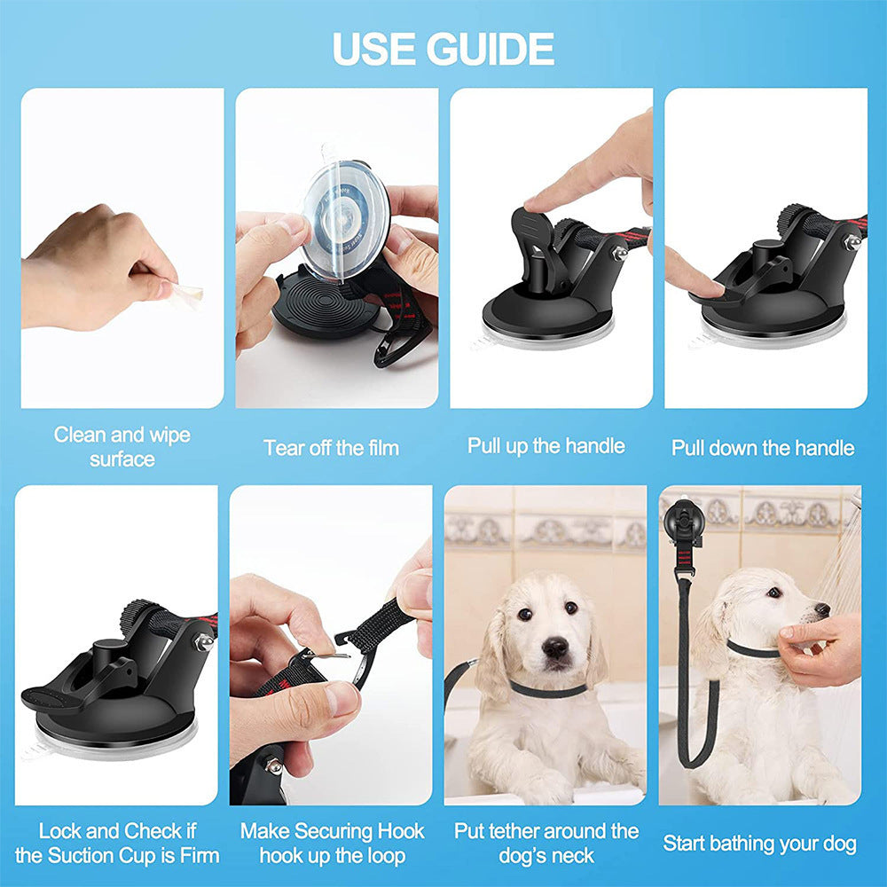 AquaGrip : Sujeción Segura para un Baño sin Estrés. Cuerda con Ventosa para Mascotas Inquietas