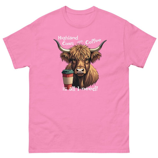 Camiseta Mujer HIGHLAND COW & COFFEE – Estilo Divertido y Acogedor