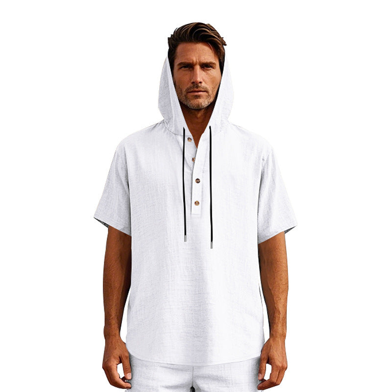 Camiseta de manga corta de lino europea