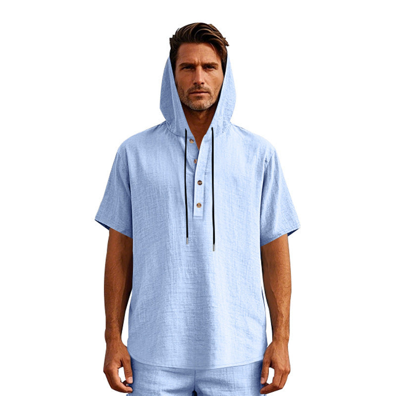 Camiseta de manga corta de lino europea