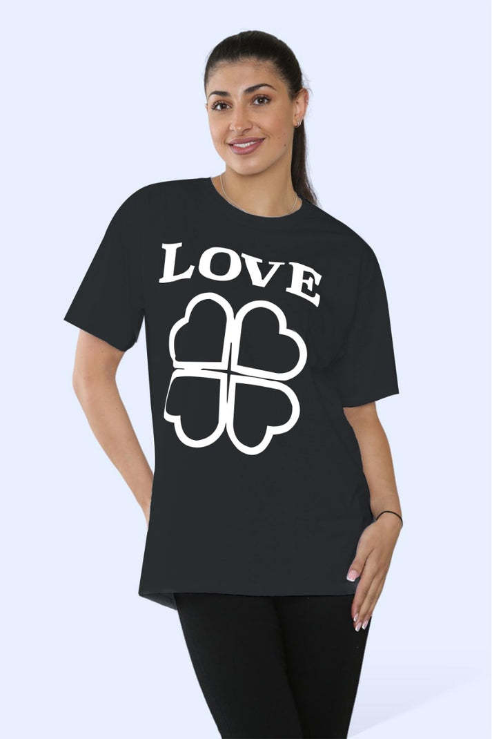 Camiseta Mujer LOVE Clover - Estilo Casual con Mensaje Positivo
